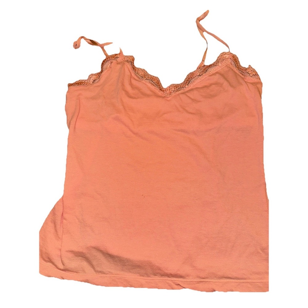 VTG Victoria's Secret Angels Y2K lace trim cami Peach L Cotton/span Upper Lined